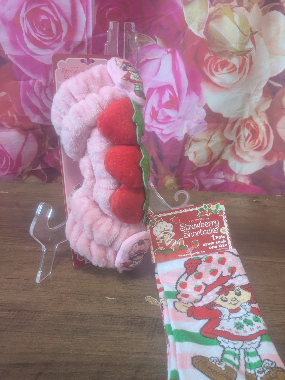 Strawberry Shortcake Pink Plush Headband & Crew Socks Set